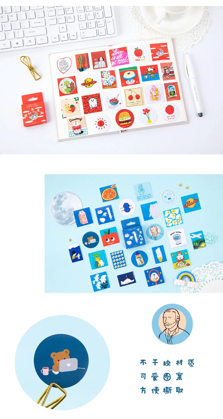 Autocollants Kawaii en Boîte – 45 Pièces