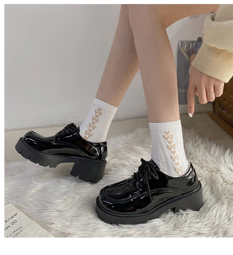 Uniform Shoes Small Leather Shoes Female British Girl Japanese Wild Black Retro Mary Jane Shoes Lolita Platform Shoes Low Hee