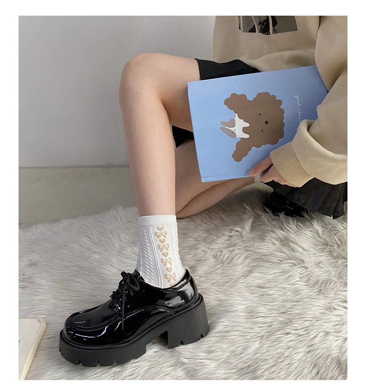 Uniform Shoes Small Leather Shoes Female British Girl Japanese Wild Black Retro Mary Jane Shoes Lolita Platform Shoes Low Hee