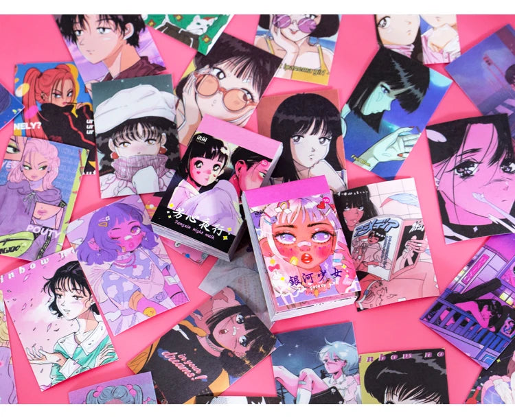 Yoofun 50pcs Kawaii Stickers Japanese Washi Paper Sticker Cartoon Sticker for Scrapbooking Journals Cute Stationery