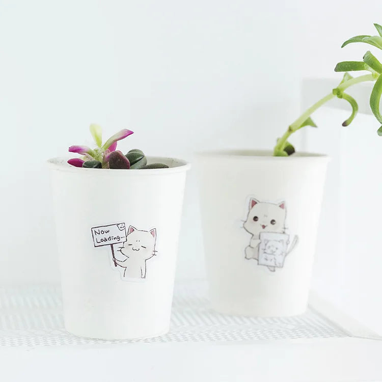 Lot de 45 Stickers Kawaii Chat Blanc