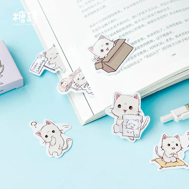 Lot de 45 Stickers Kawaii Chat Blanc