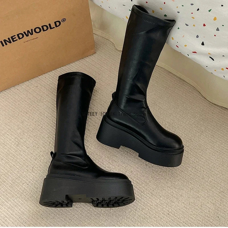Bottes Hautes et Basses Kawaii - Style Coréen avec Talon Carré