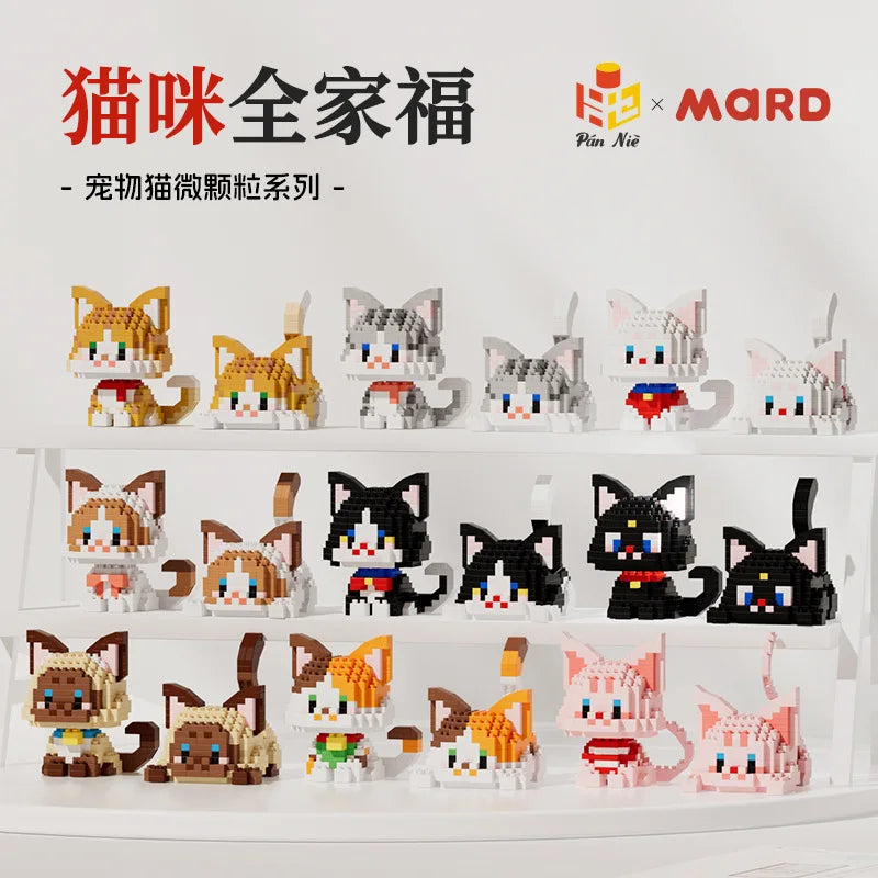 Set de Micro Blocs de Construction Chat Kawaii