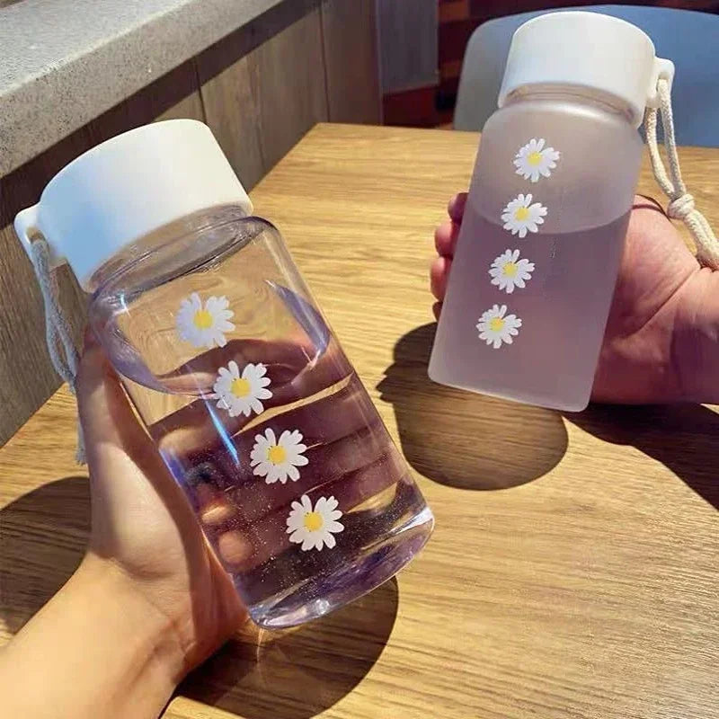 Gourde Kawaii 500ML - Transparente Mat avec Motif Marguerite