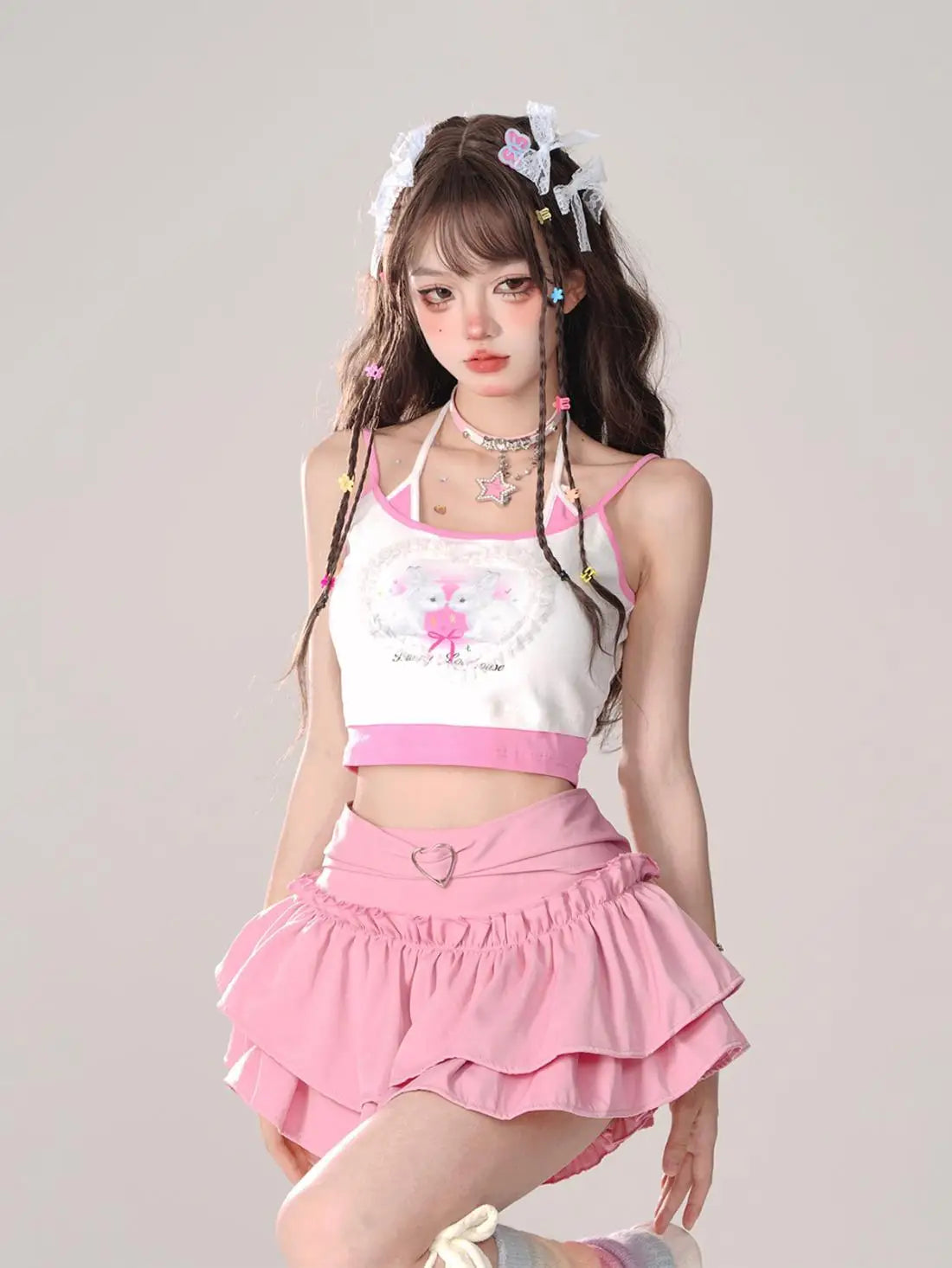 Y2K Kellykitty Japan Black Half Length Skirt Female A-word Summer Fluffy Skirt Self Cultivation Appear Thin Cake Short Pleated