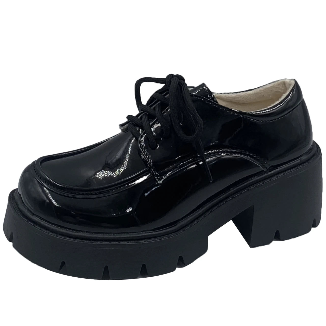 Uniform Shoes Small Leather Shoes Female British Girl Japanese Wild Black Retro Mary Jane Shoes Lolita Platform Shoes Low Hee Black sequins