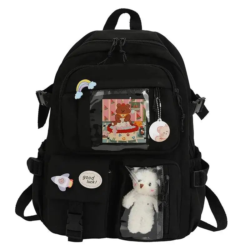 Sac à Dos Multipoches Kawaii Noir