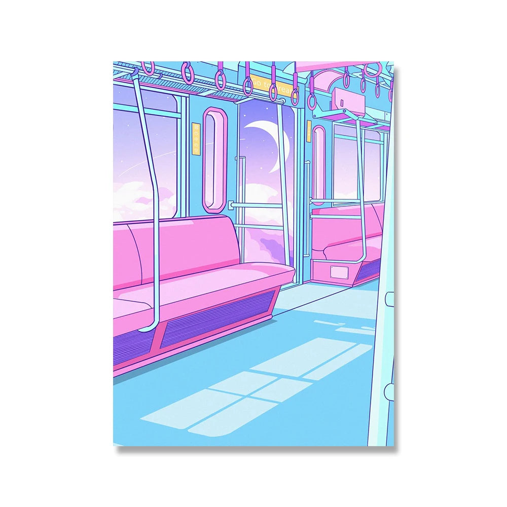 Poster Kawaii "Night City Pop" Metro