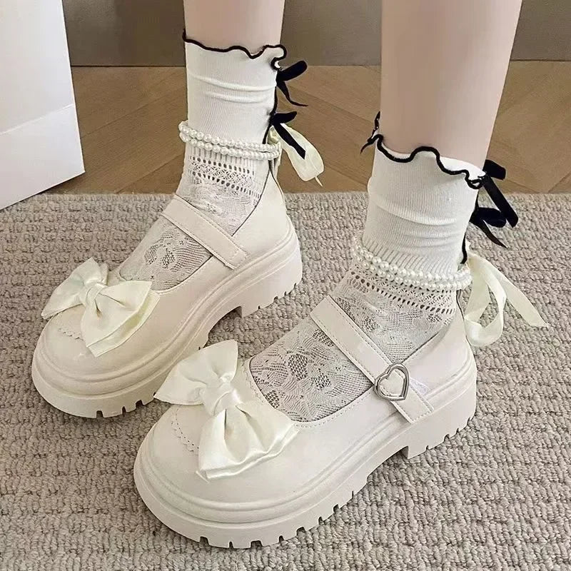 Women's Casual Shoes New Kawaii Pearl Chain Mary Jane Women's Shoes Fashion Versatile Lolita Loafers Outdoor Sandals 여성화 로레타