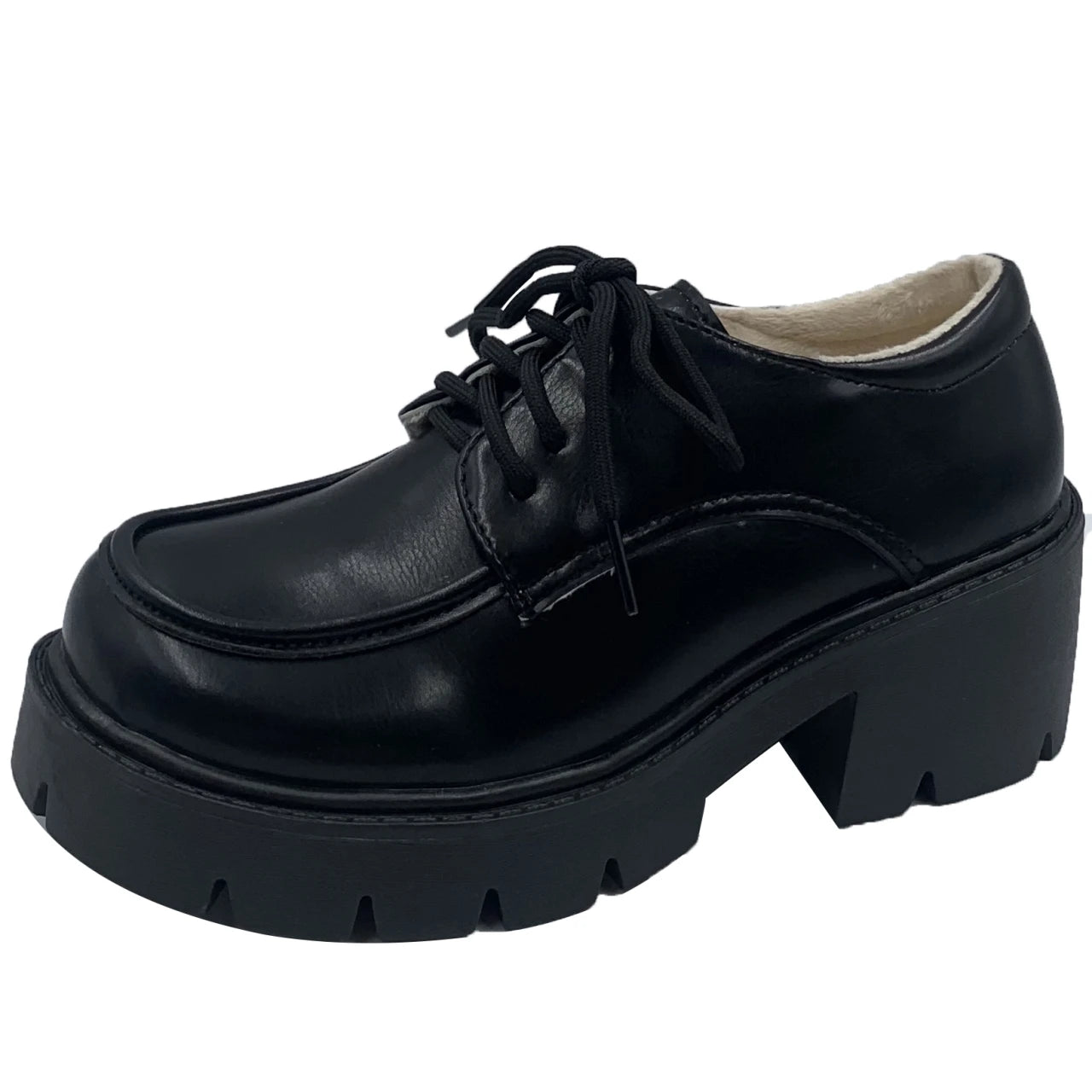 Uniform Shoes Small Leather Shoes Female British Girl Japanese Wild Black Retro Mary Jane Shoes Lolita Platform Shoes Low Hee Black matte