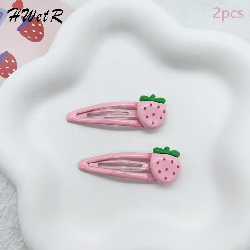 Pinces à Cheveux Roses Kawaii Fraises roses pastel
