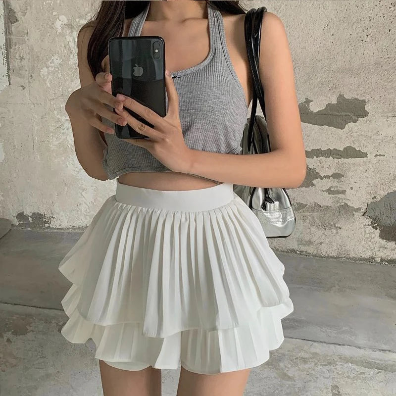 Jupe Kawaii Élégante à Taille Haute - Style Coréen
