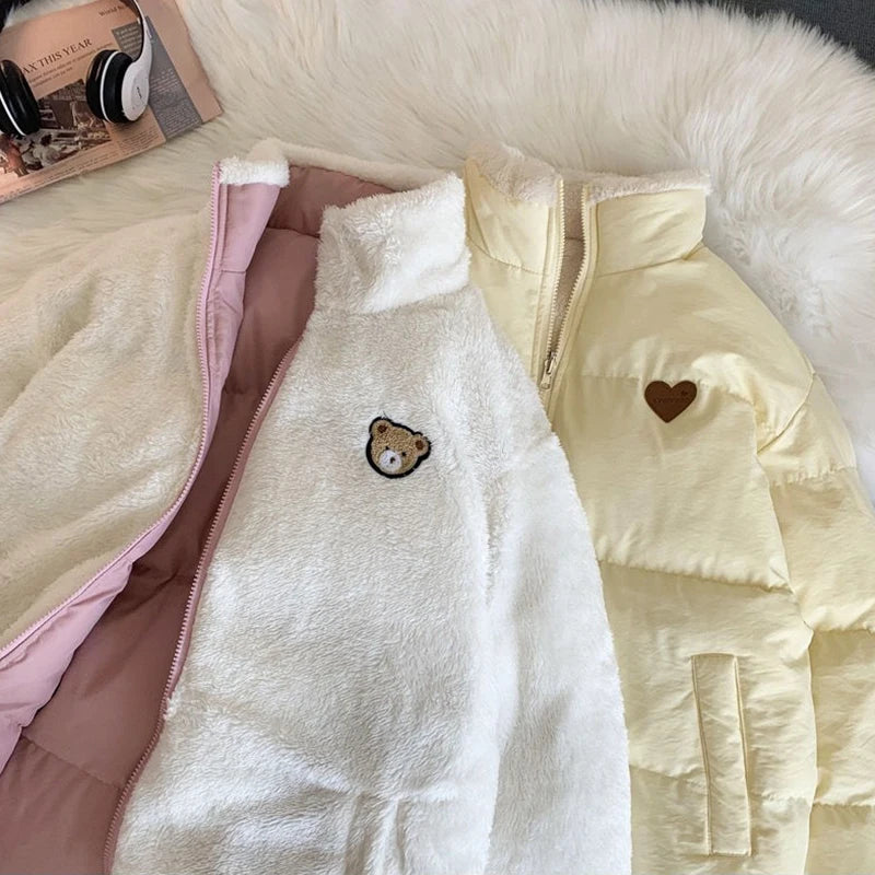 Veste Kawaii Réversible avec Broderie – Manteau Hiver