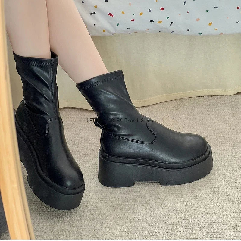 Bottes Hautes et Basses Kawaii - Style Coréen avec Talon Carré