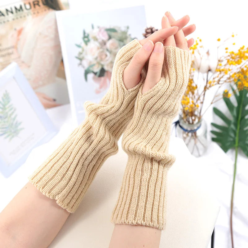Mitaines Longues Beige Taille unique