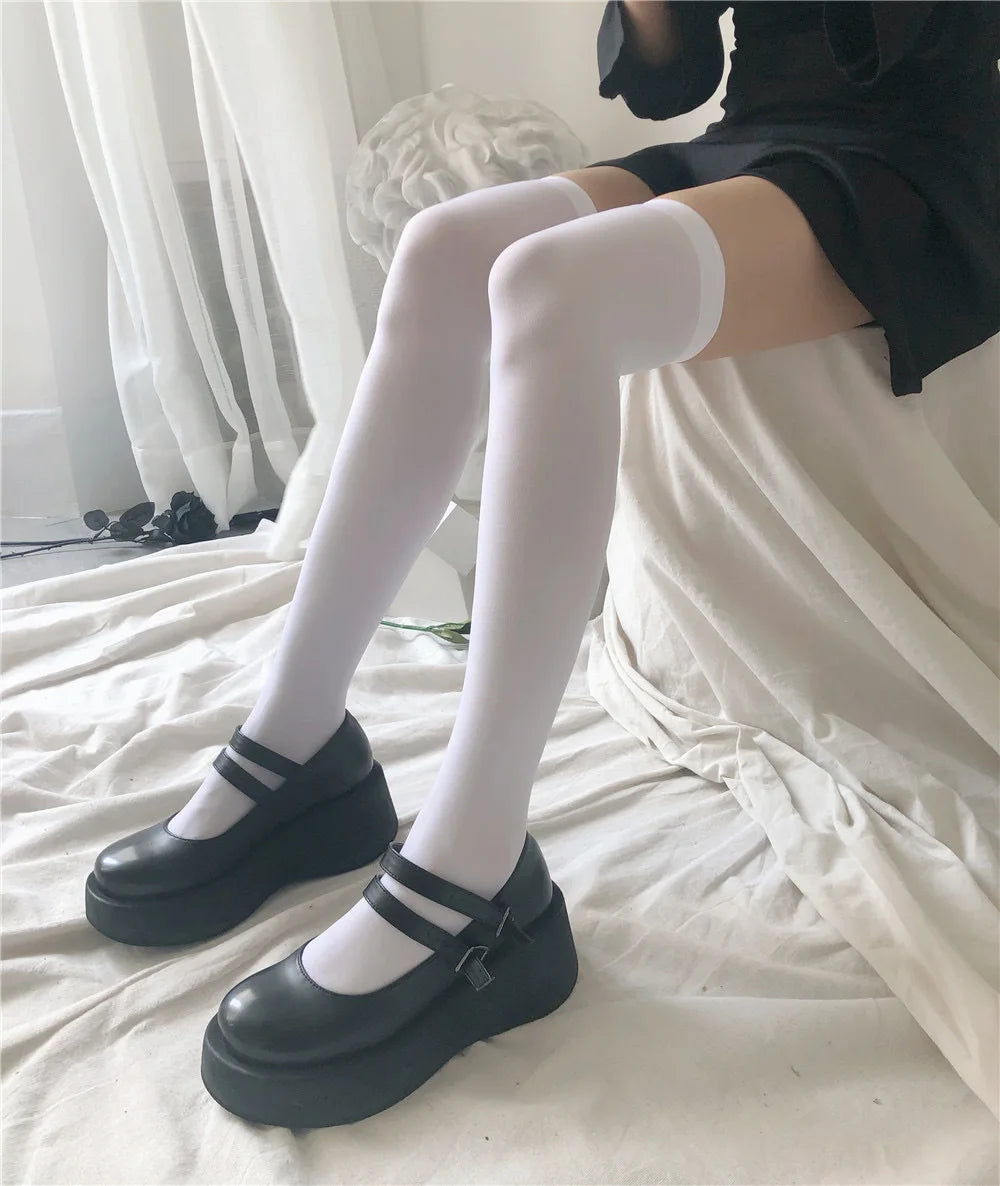Chaussettes Longues Lolita Blanc 52cm Taille unique