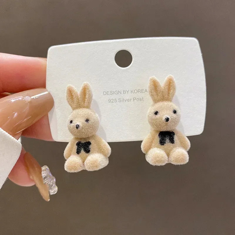Boucles d'Oreilles Kawaii - Animal Lapin beige