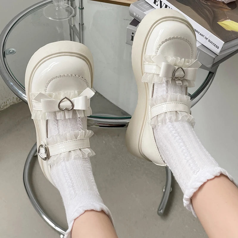 Chaussures Kawai à Plateforme - Cœur Lolita Y2K