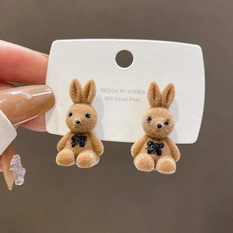 Boucles d'Oreilles Kawaii - Animal Lapin marron