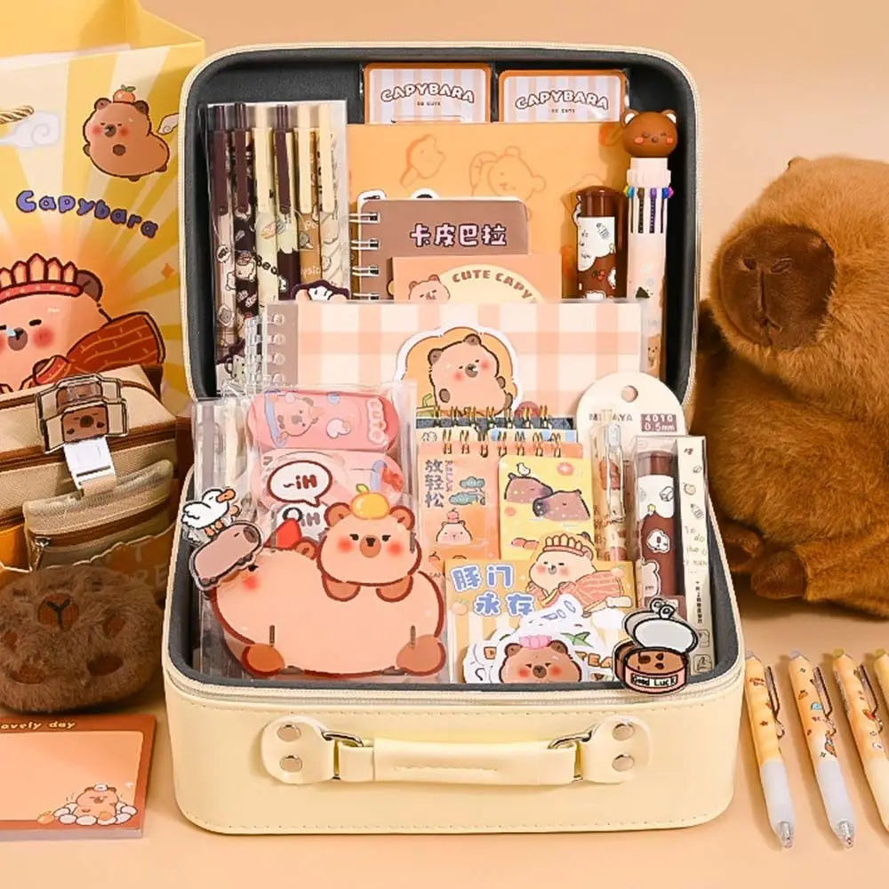 Kit Papeterie Kawaii Capybara - Coffret Cadeau