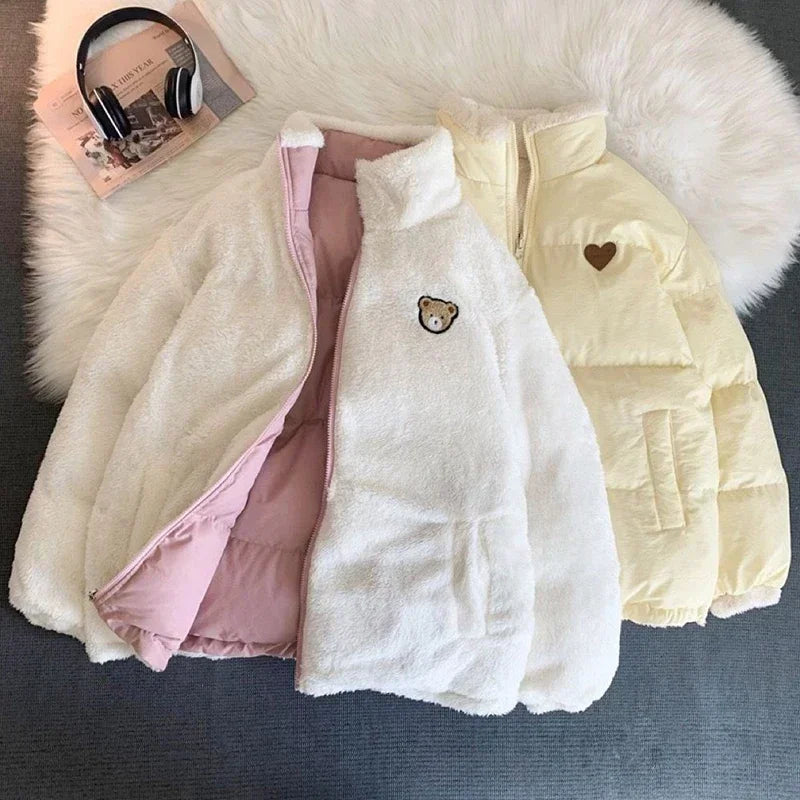 Veste Kawaii Réversible avec Broderie – Manteau Hiver