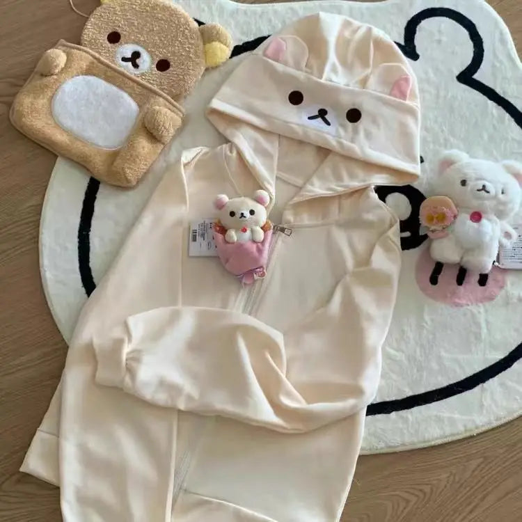 Pull avec capuche Kawaii Beige