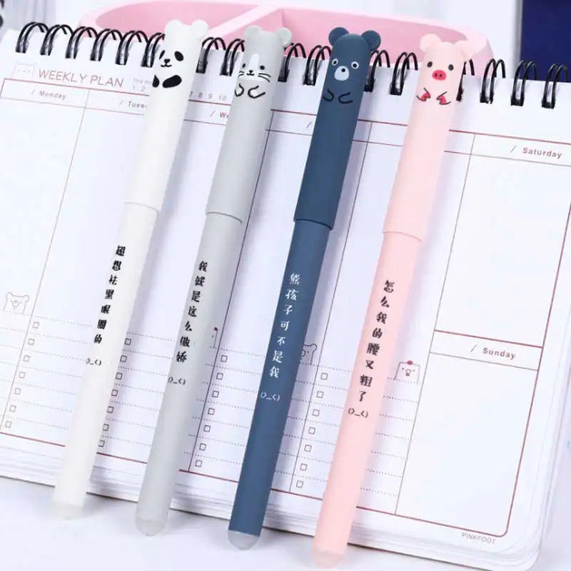 Stylo Gel Effaçable Kawaii - Panda/Ours/Cochon/Souris