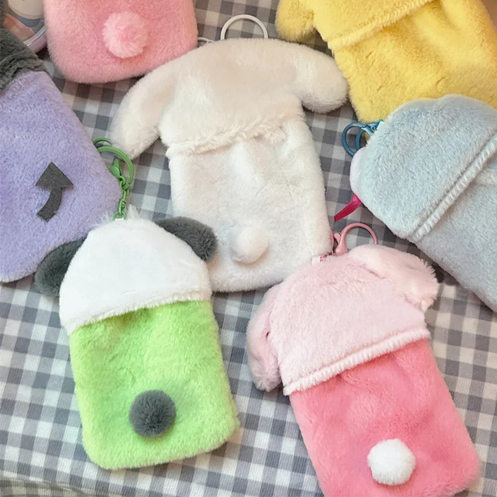 Étui à Cartes Kawaii en Peluche avec Porte-Clés Kawaii