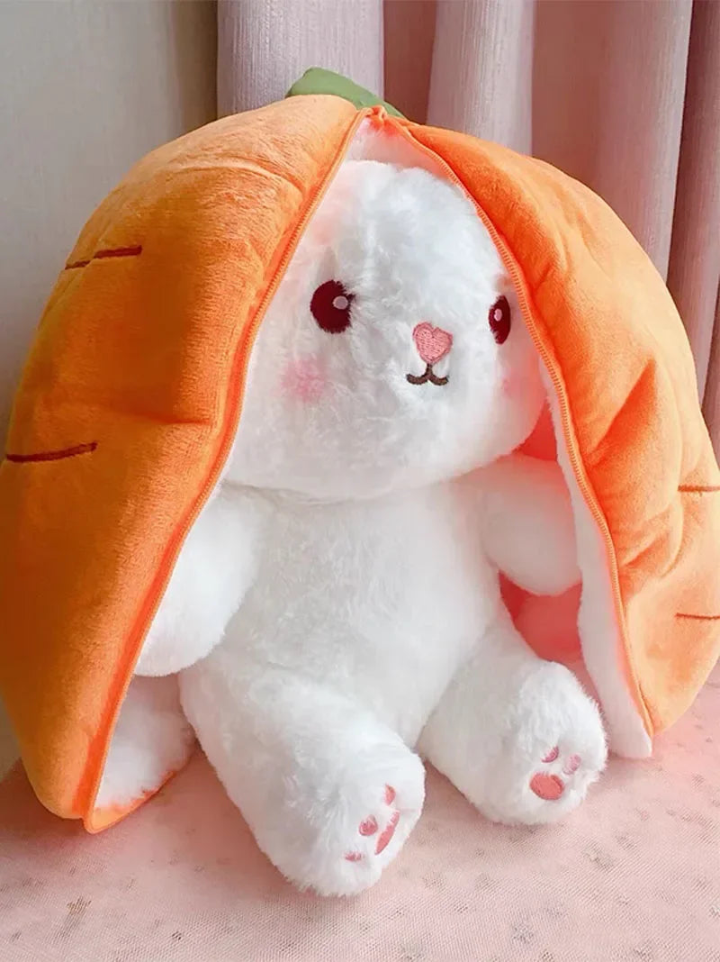 Peluche Kawaii Lapin Transformable en Fraise et Carotte