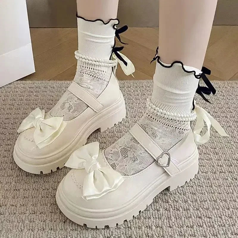 Women's Casual Shoes New Kawaii Pearl Chain Mary Jane Women's Shoes Fashion Versatile Lolita Loafers Outdoor Sandals 여성화 로레타