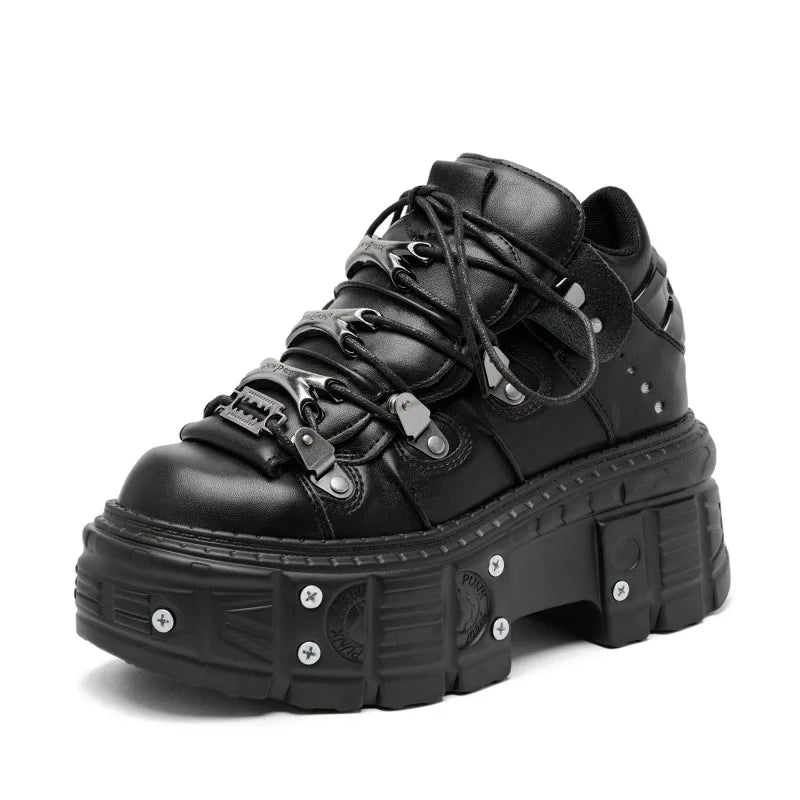 Bottes Kawaii Gothiques - Métal & Plateforme Noir