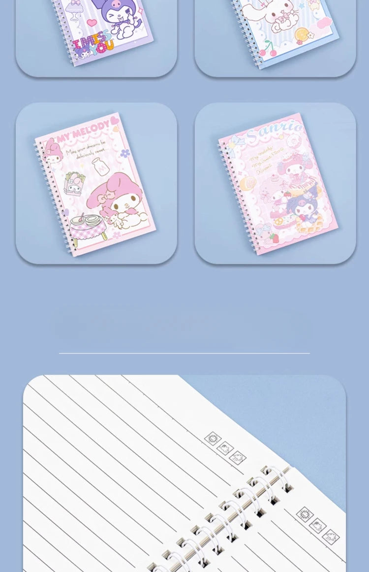 Kawaii Sanrio Kuromi Coil Notebook A5 Notebook Exercise Book Girls Cute Stationery Cinnamoroll Learning Stationery Notepad Diary