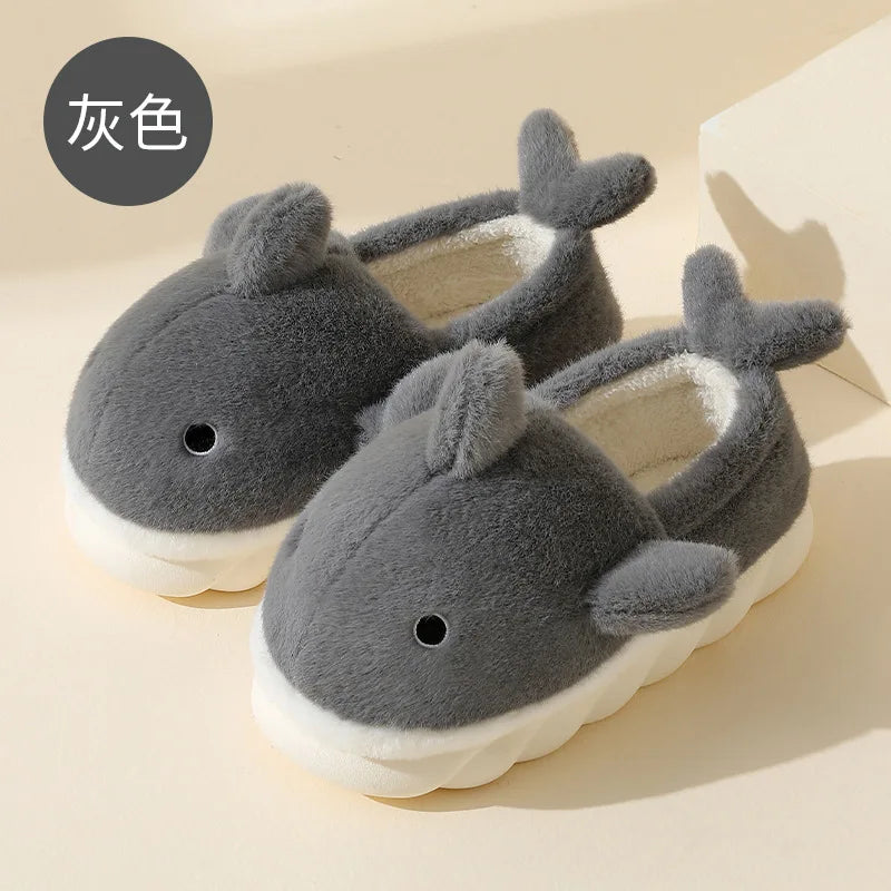 Chaussons Kawaii Requin - Pantoufles Hiver Confortable Style 2 - Gris