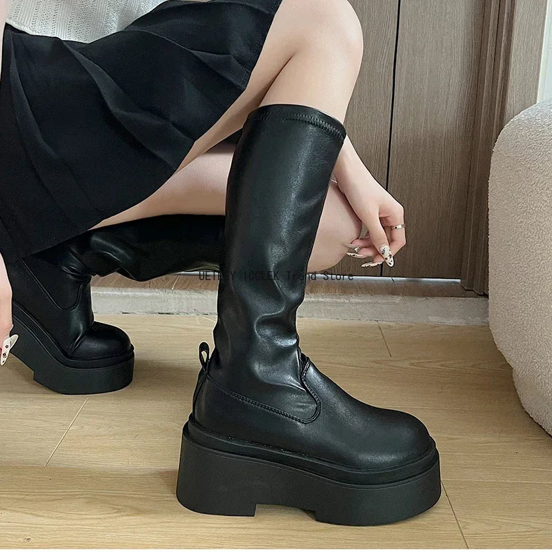 Bottes Hautes et Basses Kawaii - Style Coréen avec Talon Carré