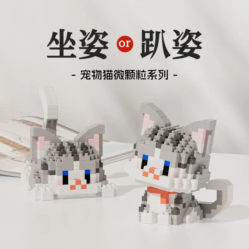 Set de Micro Blocs de Construction Chat Kawaii