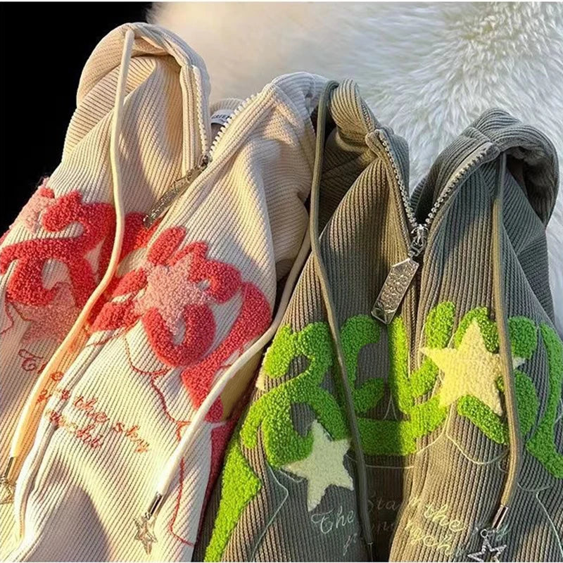 Sweat à Capuche en Velours Côtelé - Y2K