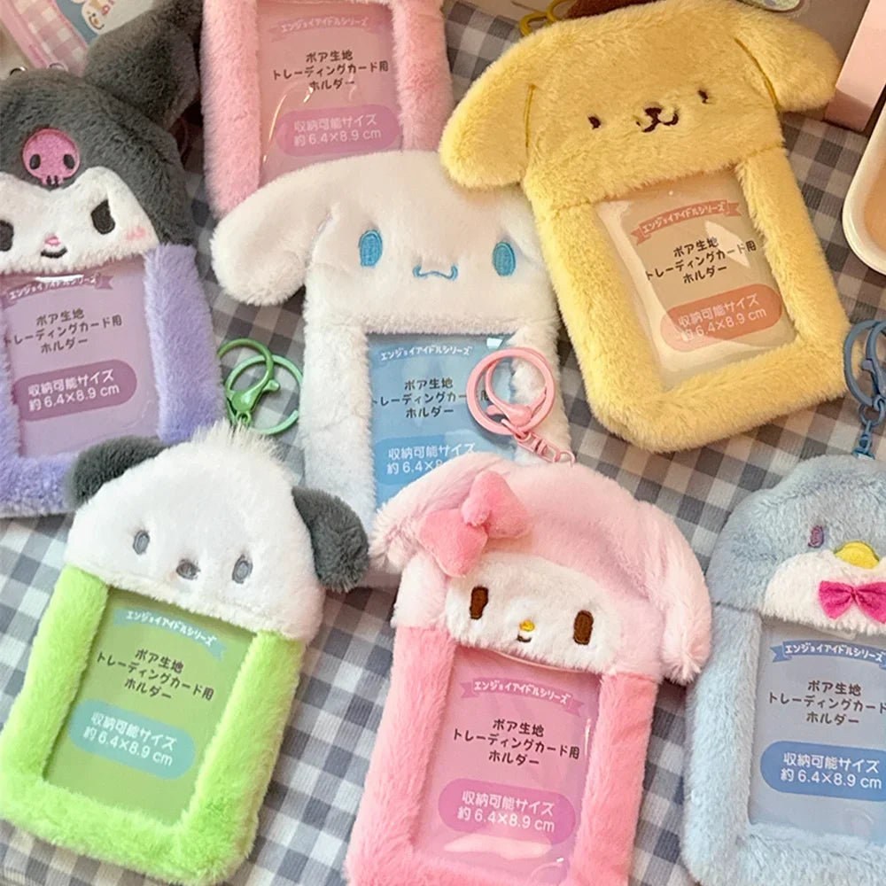 Étui à Cartes Kawaii en Peluche avec Porte-Clés Kawaii