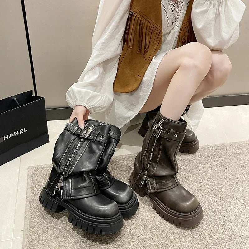 Bottes Kawaii Mi-Mollet avec Boucle