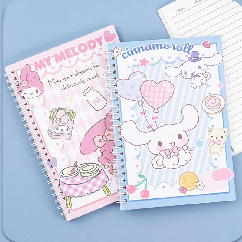Kawaii Sanrio Kuromi Coil Notebook A5 Notebook Exercise Book Girls Cute Stationery Cinnamoroll Learning Stationery Notepad Diary