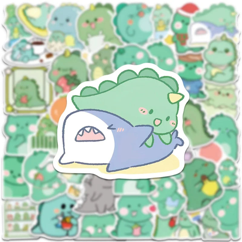 Pack de Stickers Kawaii Dinosaures Verts