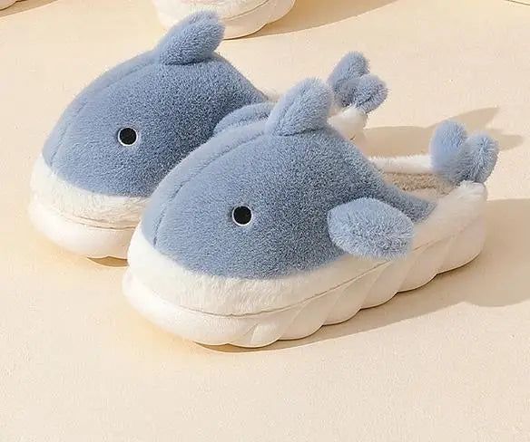 Chaussons Kawaii Requin - Pantoufles Hiver Confortable Style 1 - Bleu