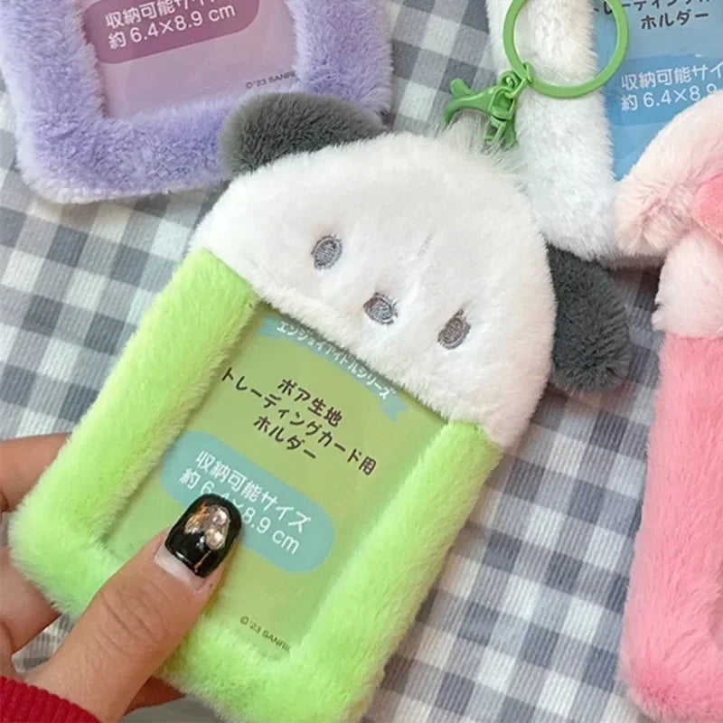 Étui à Cartes Kawaii en Peluche avec Porte-Clés Kawaii