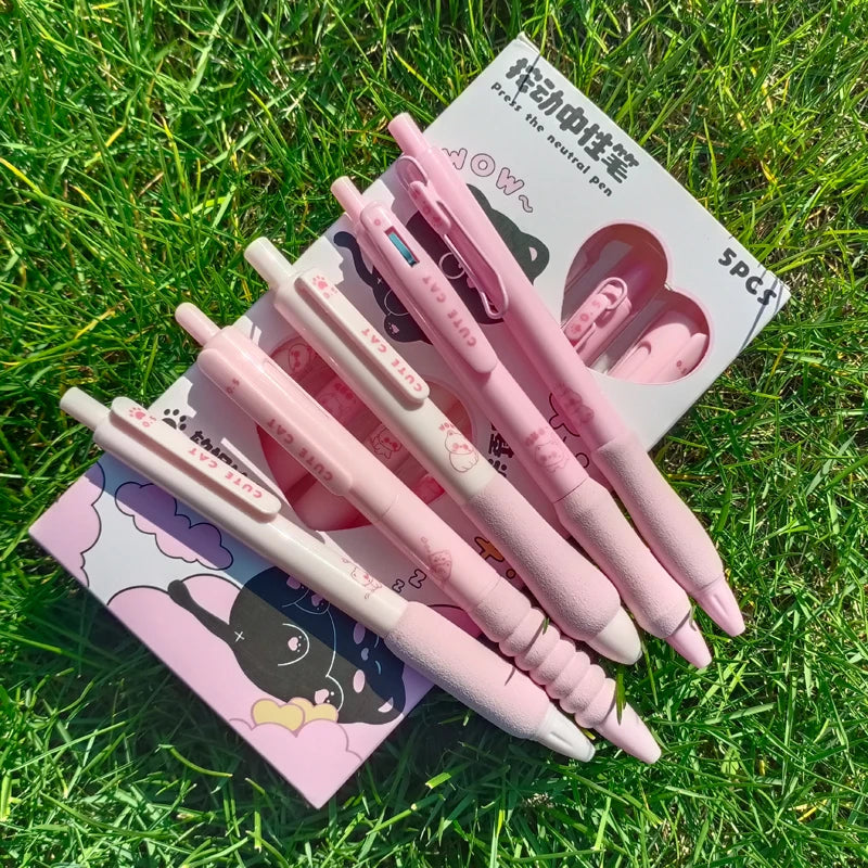 Pack de 5 Stylos Gel Kawaii – Chaton Mignon