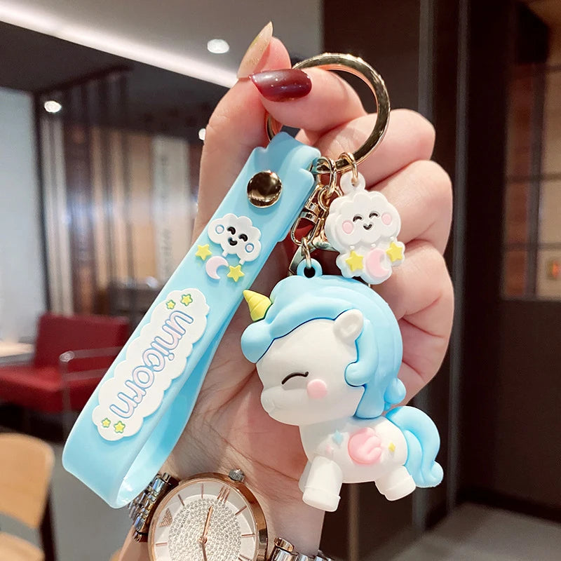 Porte-Clés Licorne Kawaii Bleu