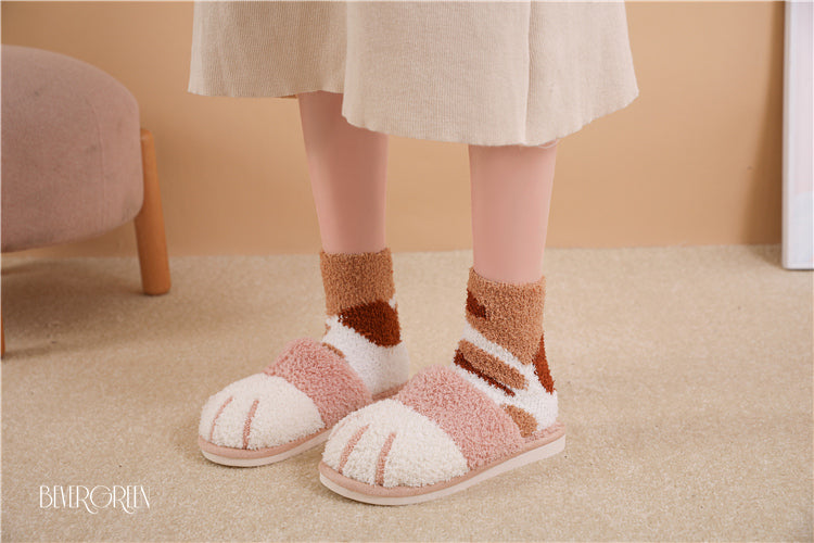 Chaussons Kawaii d'Hiver - Pattes de Chat Douces et Chaudes