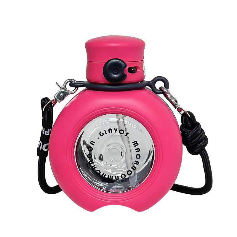 Gourde Kawaii 800ML - Bouteille Transparente avec Paille et Double Ouverture