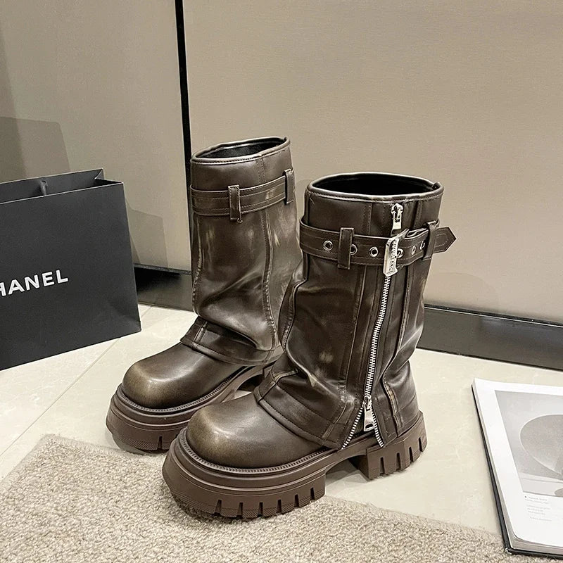 Bottes Kawaii Mi-Mollet avec Boucle