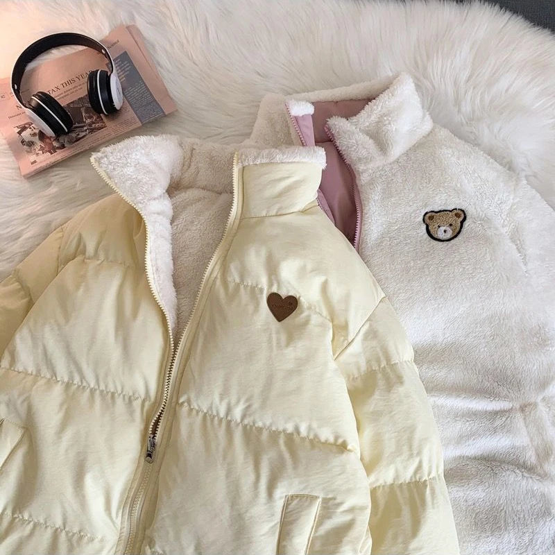 Veste Kawaii Réversible avec Broderie – Manteau Hiver