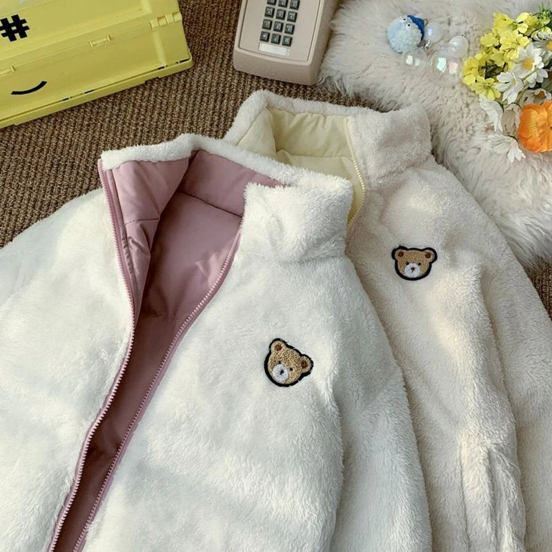 Veste Kawaii Réversible avec Broderie – Manteau Hiver